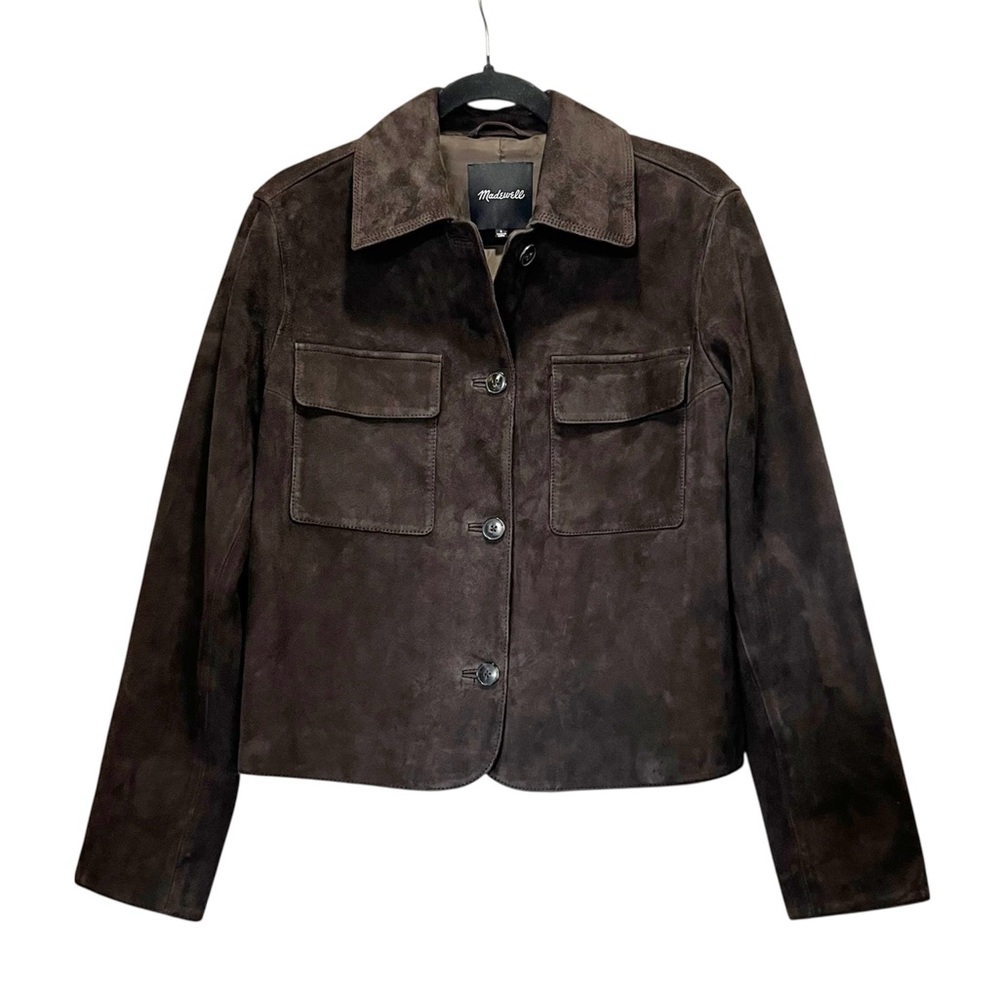 Madewell Stitched-Collar Shirt-Jacket in Suede Dark Carob S - Picture 5 of 16